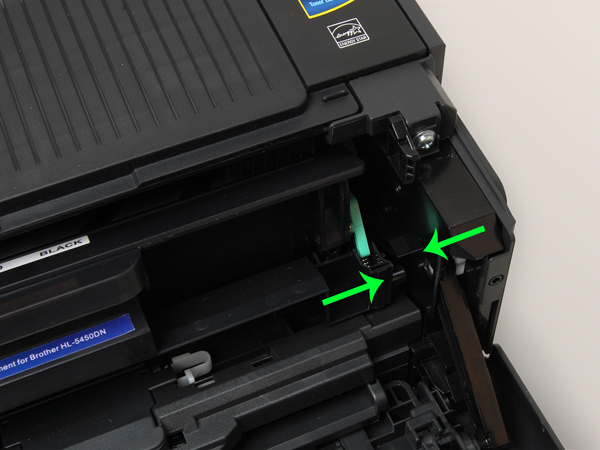 TN720/TN750 drum cartridge not fully inserted into Brother printer.