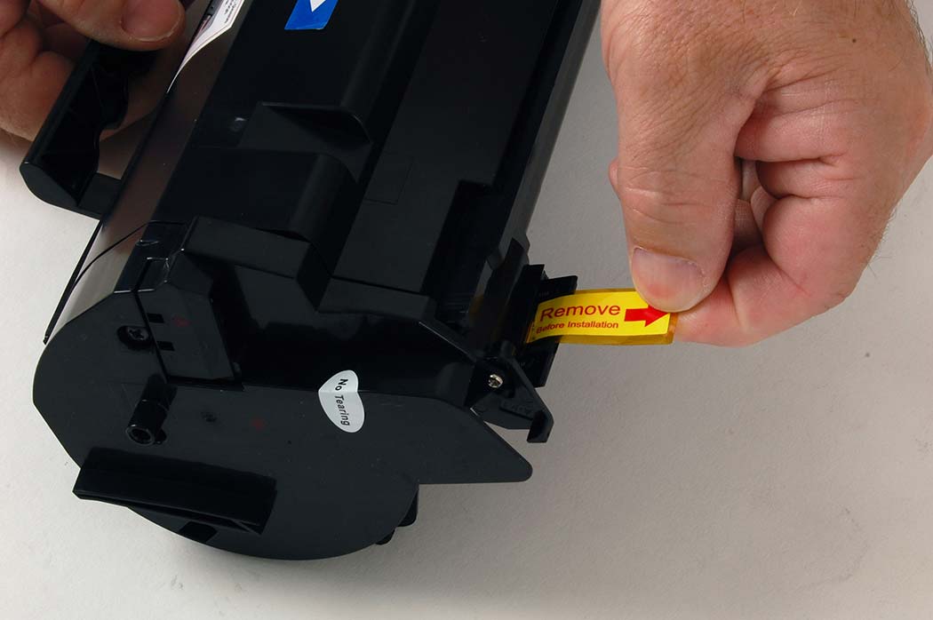 Removing the toner seal from the Lexmark 501H toner cartridge