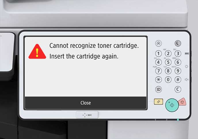 Why does my Canon MFP printer say my new genuine toner cartridge is malfunctioning or non-Canon?