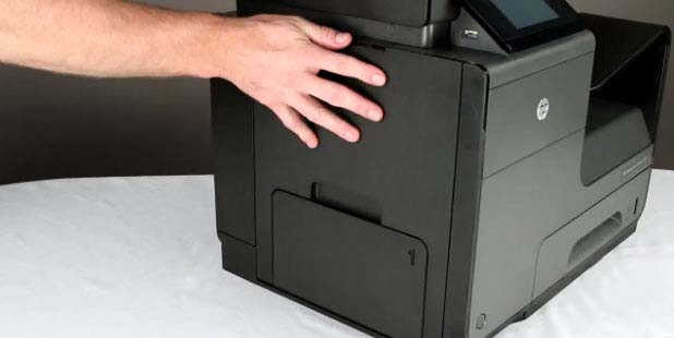 Close the left door of your HP OfficeJet Pro X576dw MFP printer.