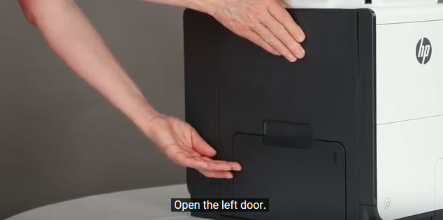 Open the door located on the left side of your HP PageWide 477dn/477/dw