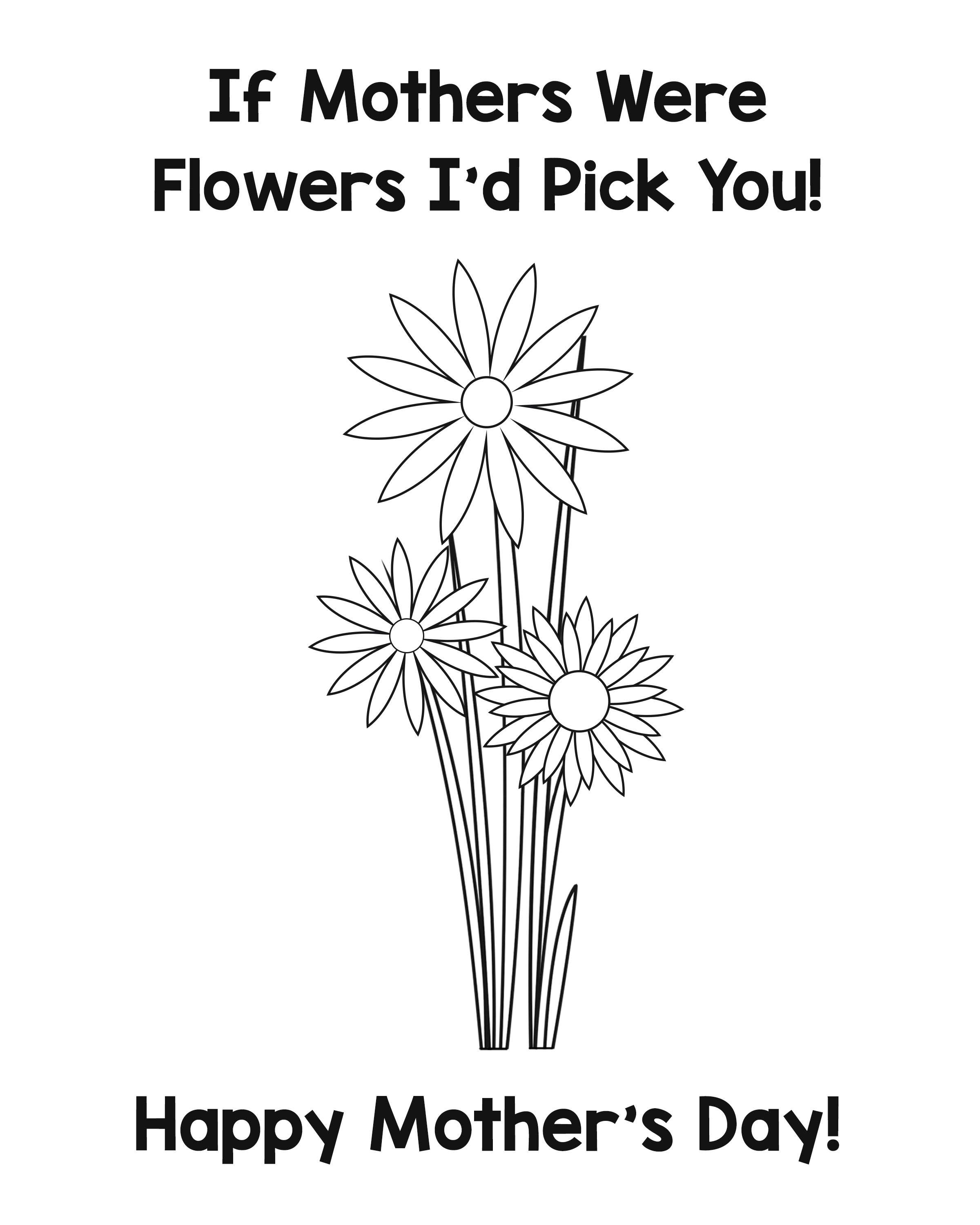 “I d Pick You” printable Mother s Day coloring page “
