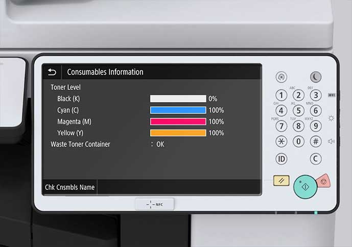 Why does my new genuine Canon toner cartridge keep showing 100% even though it's almost empty?