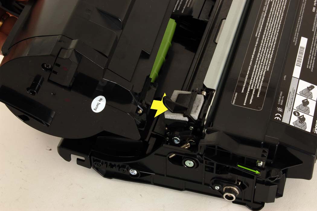 Lining up the toner cartridge and imaging unit (normally done inside the printer)