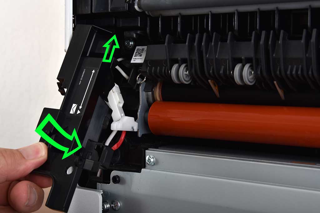 Install left fuser cover insert tab