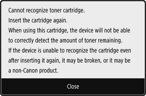 Cannot Recognize Toner Cartridge