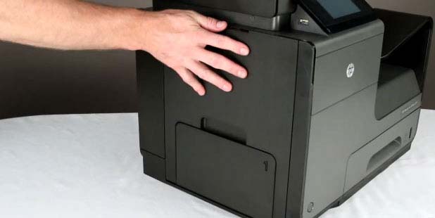 Close the HP OfficeJet X451dw printer’s left door.