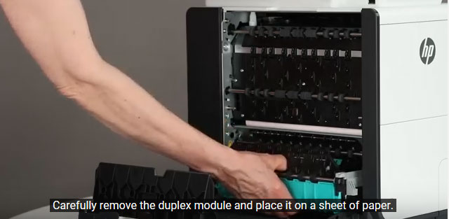 Remove the duplex module from your HP PageWide Pro 452dw.