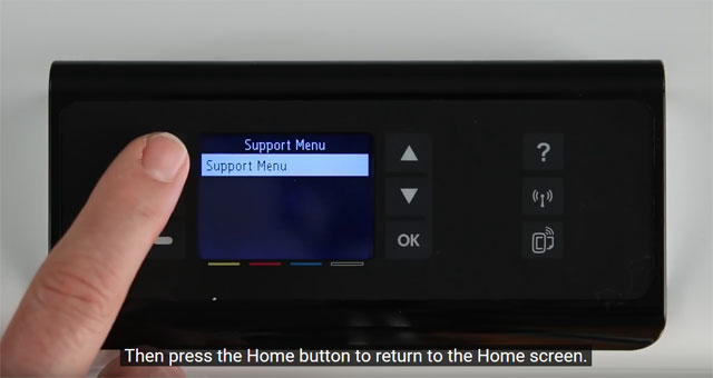 Press the Home button to return to the Home screen of your HP PageWide Pro 452dw.