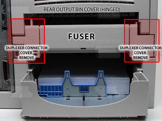 Two plastic duplexer connector covers