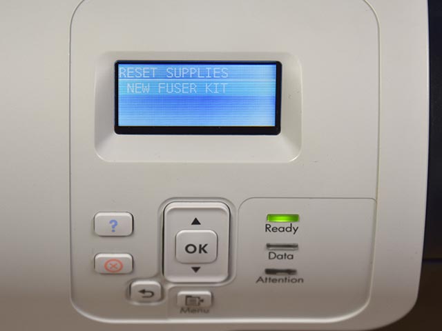 Step 5a: NEW FUSER UNIT should appear on your HP Color Laserjet CP3525n’s display.