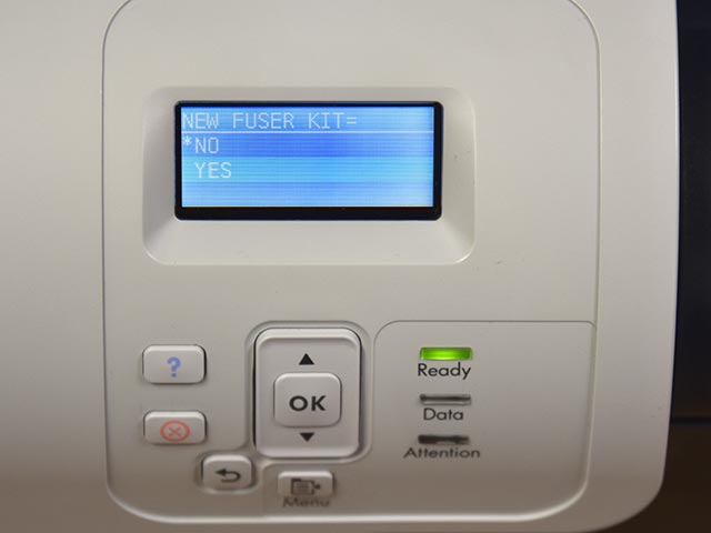 Step 5c: Once the YES value is selected on your printer’s display, press OK.