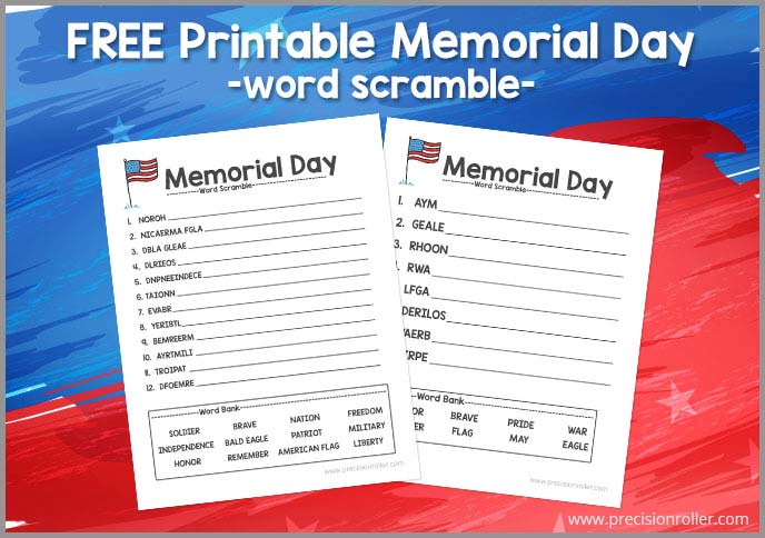 Memorial Day-Themed Word Scramble