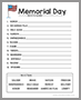 “Memorial Day Word Scramble” free level 2 printable thumbnail