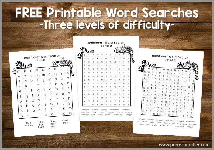 Rainforest-themed Free Printable Word Search