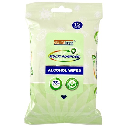 75% Alcohol Multipurpose Wipes - Bag of 15 (large photo)